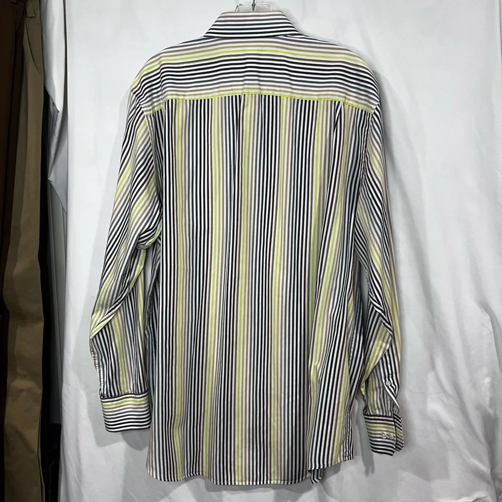 Banana Republic Striped Yellow Green and Brown Men's Shirt size large